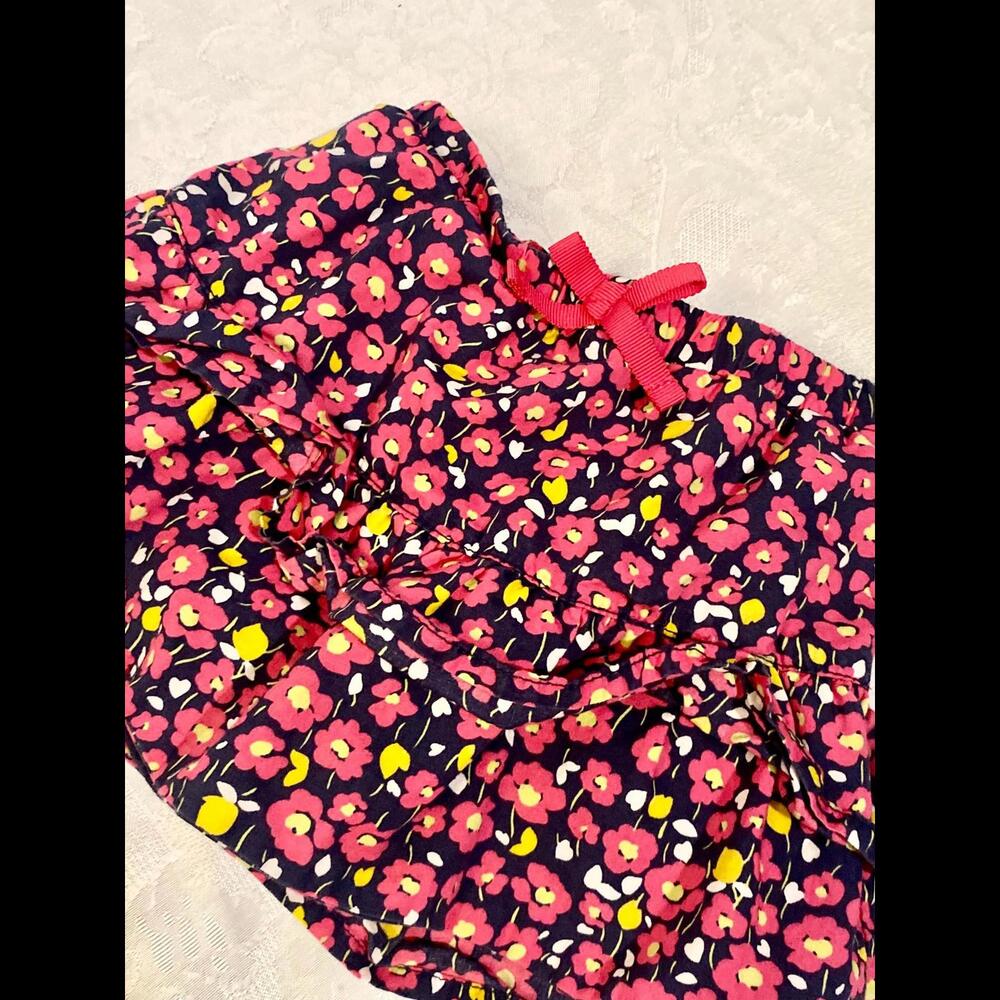 Vintage Oshkosh B’Gosh Girls Blue Pink Floral Skirt With Bow 2T